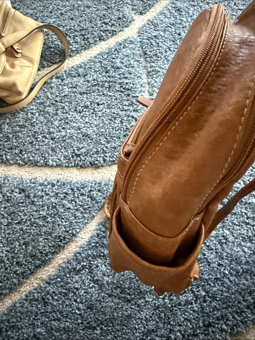 Gently Used..Tan Leatherette Mini Backpack